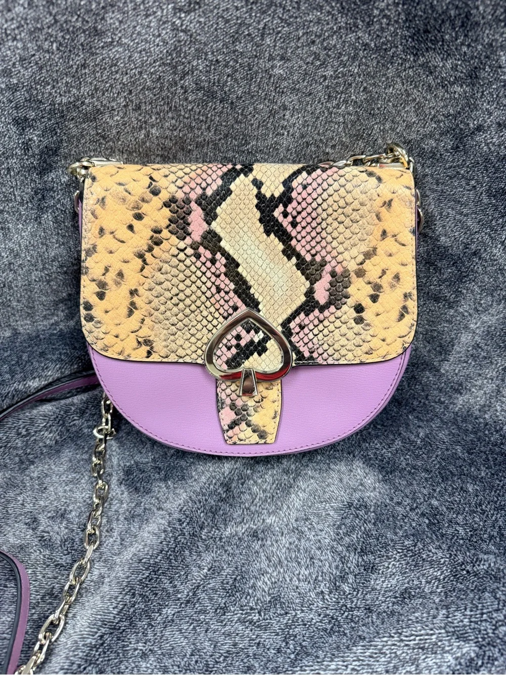 KATE SPADE NEW YORK MEDIUM CHAIN SADDLE BAG ROBYN EXOTIC PINK MAUVE